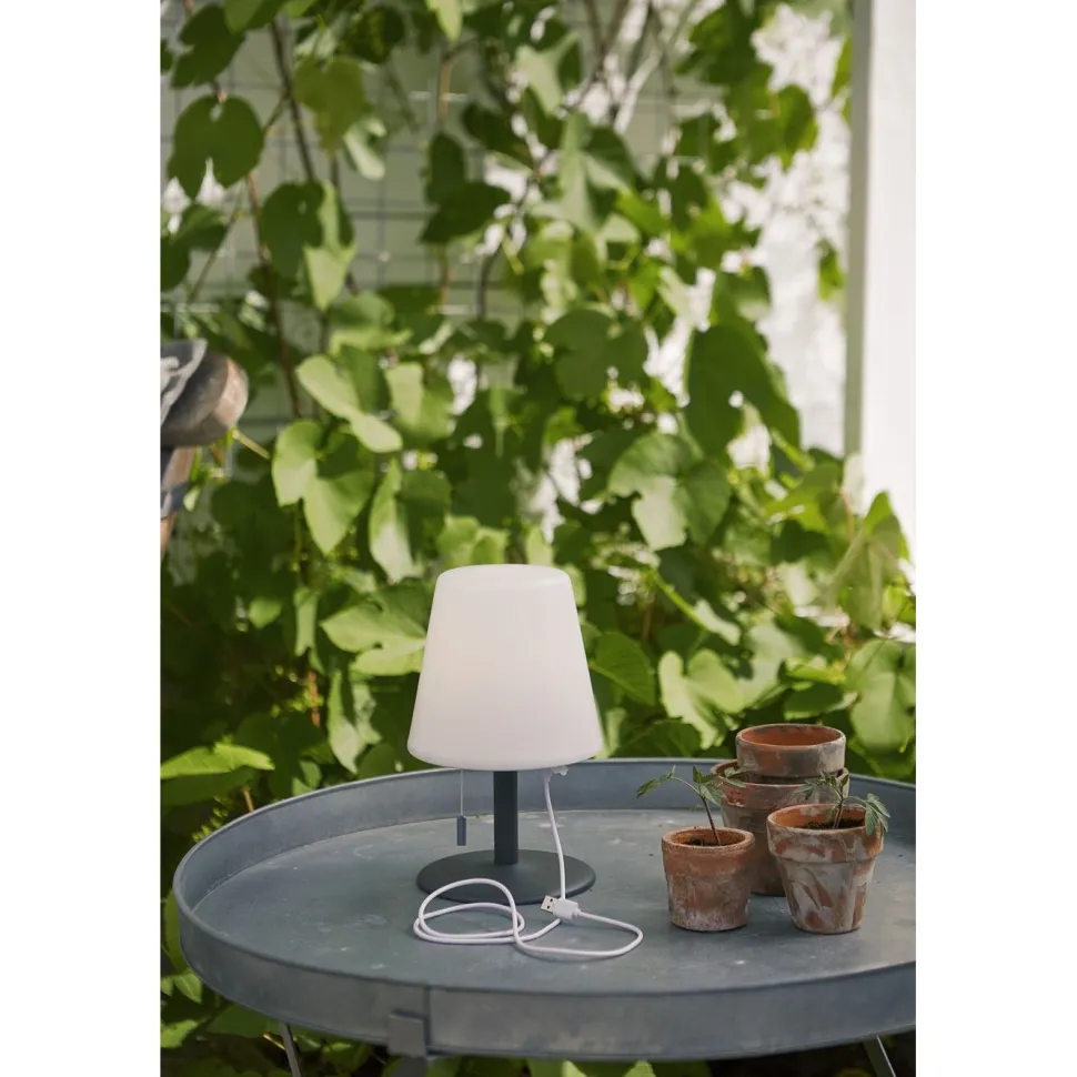 LED-pöytävalaisin Star Trading GardenLight Kreta Ø160x265 mm valkoinen/harmaa