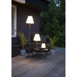 LED-pöytävalaisin Star Trading GardenLight Kreta Ø160x265 mm valkoinen/harmaa