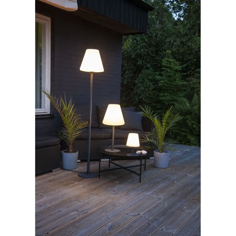 LED-pöytävalaisin Star Trading GardenLight Kreta Ø160x265 mm valkoinen/harmaa