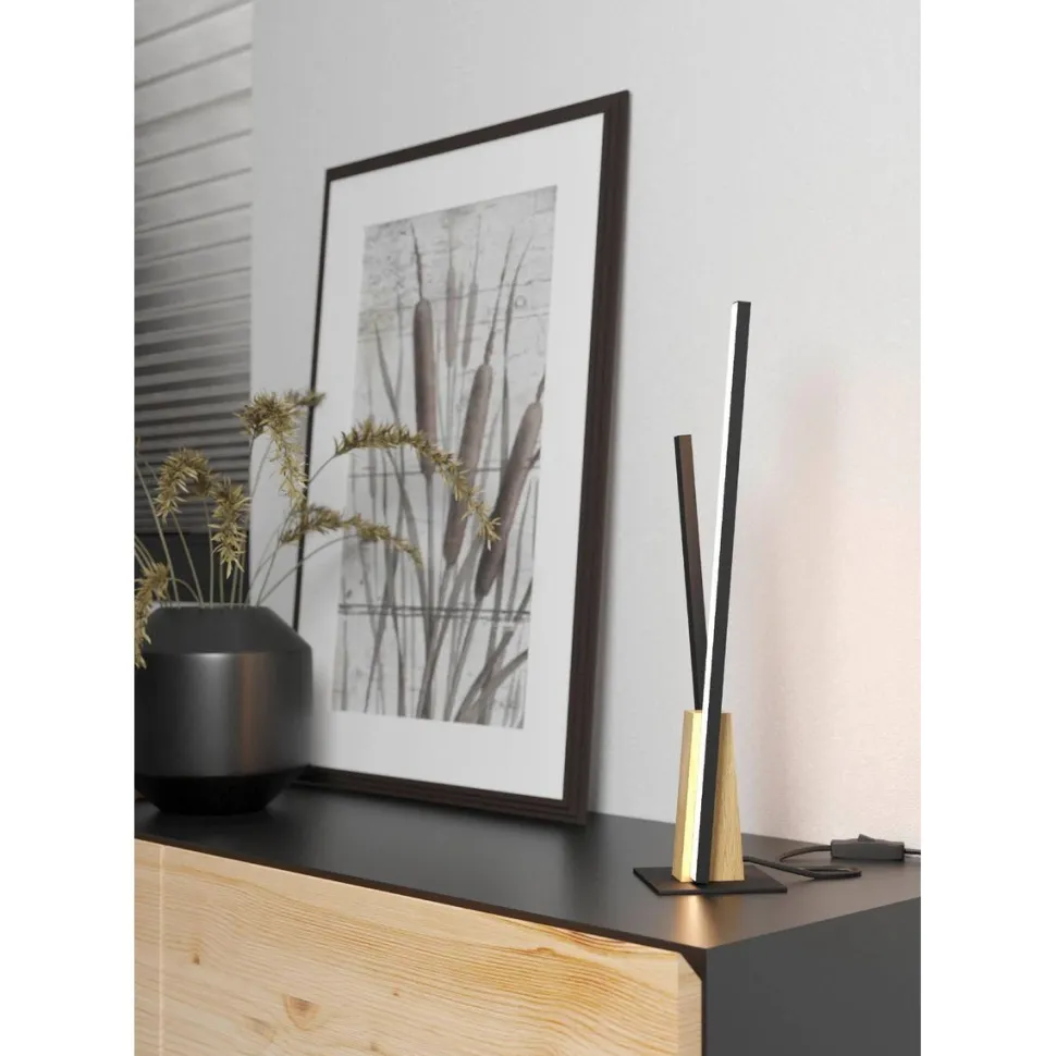 LED-Pöytävalaisin Eglo Panagria 6.8W 7,5x4,5x45,5cm musta/puu