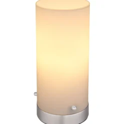 LED-pöytävalaisin Globo Cyli 24cm, 3000K, nikkeli/opaali