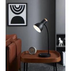 LED-Pöytävalaisin latausasemalla Eglo Veradal-QI 5.5W 21,5x16x45cm musta/puu
