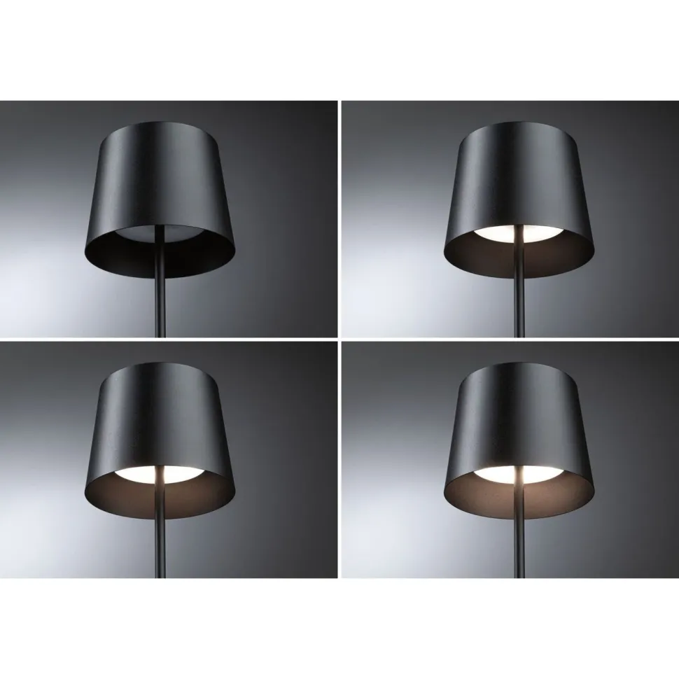LED-pöytävalaisin Paulmann Gilo 35cm USB-ladattava IP44 2700K himmennettävä valkoinen
