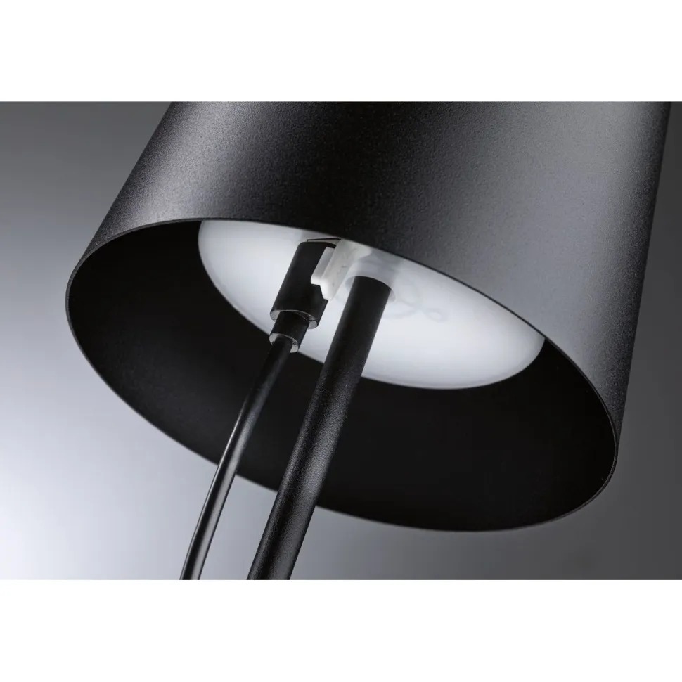LED-pöytävalaisin Paulmann Gilo 35cm USB-ladattava IP44 2700K himmennettävä valkoinen