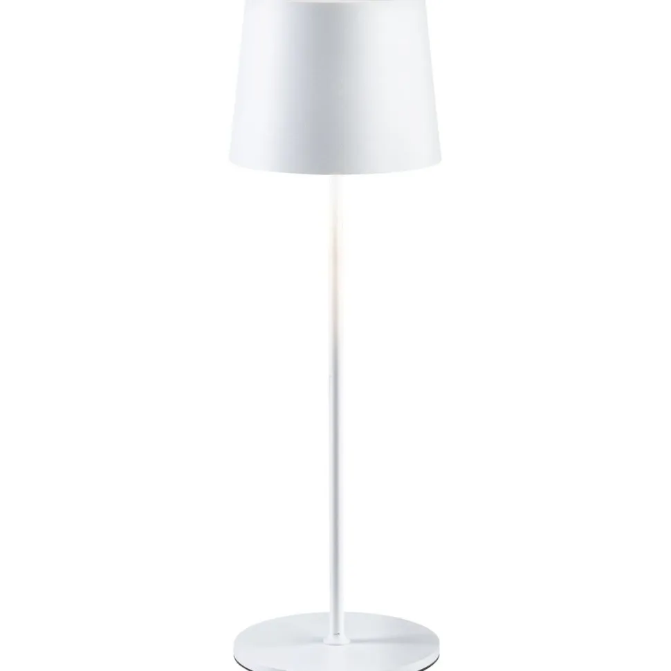 LED-pöytävalaisin Paulmann Gilo 35cm USB-ladattava IP44 2700K himmennettävä valkoinen