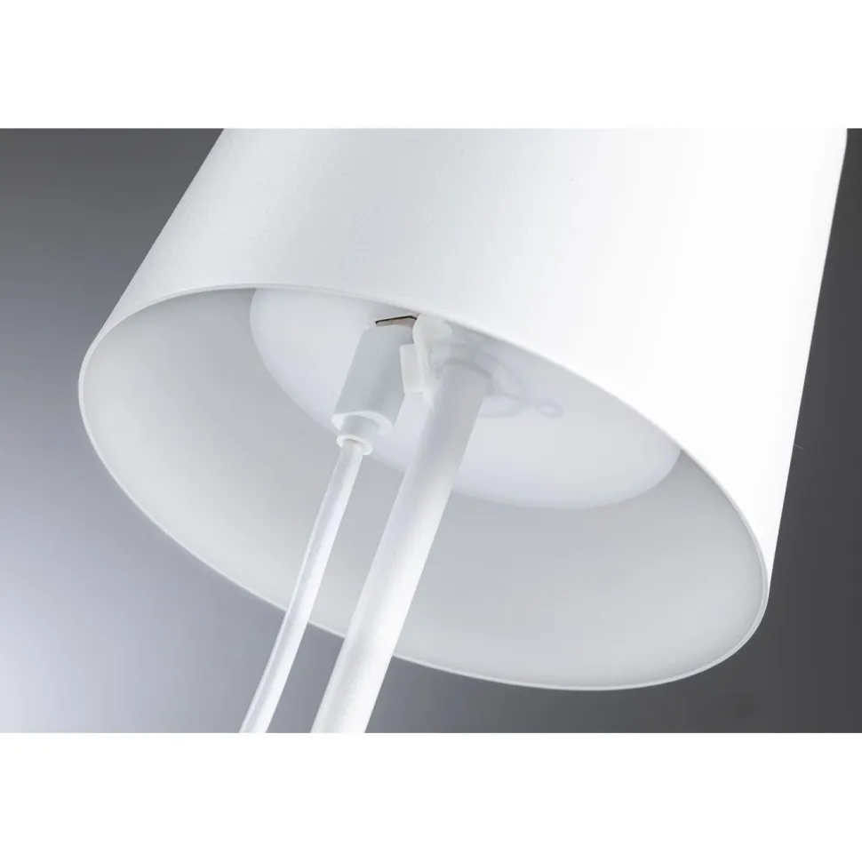 LED-pöytävalaisin Paulmann Gilo 35cm USB-ladattava IP44 2700K himmennettävä valkoinen