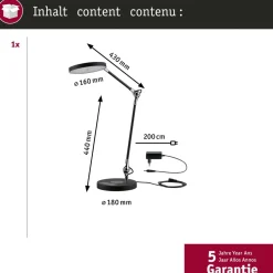 LED-pöytävalaisin Paulmann Numis 1000lm 11W, valkoinen