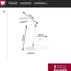 LED-pöytävalaisin Paulmann Numis 1000lm 11W, valkoinen