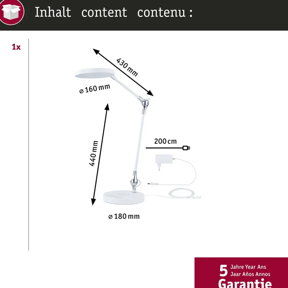 LED-pöytävalaisin Paulmann Numis 1000lm 11W, valkoinen