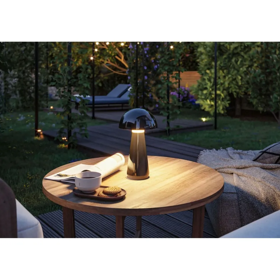 LED-pöytävalaisin Paulmann Onzo 28cm USB-ladattava 2700K IP44 3-Step-Dim himmennettävä valkoinen
