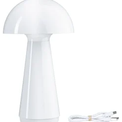 LED-pöytävalaisin Paulmann Onzo 28cm USB-ladattava 2700K IP44 3-Step-Dim himmennettävä valkoinen