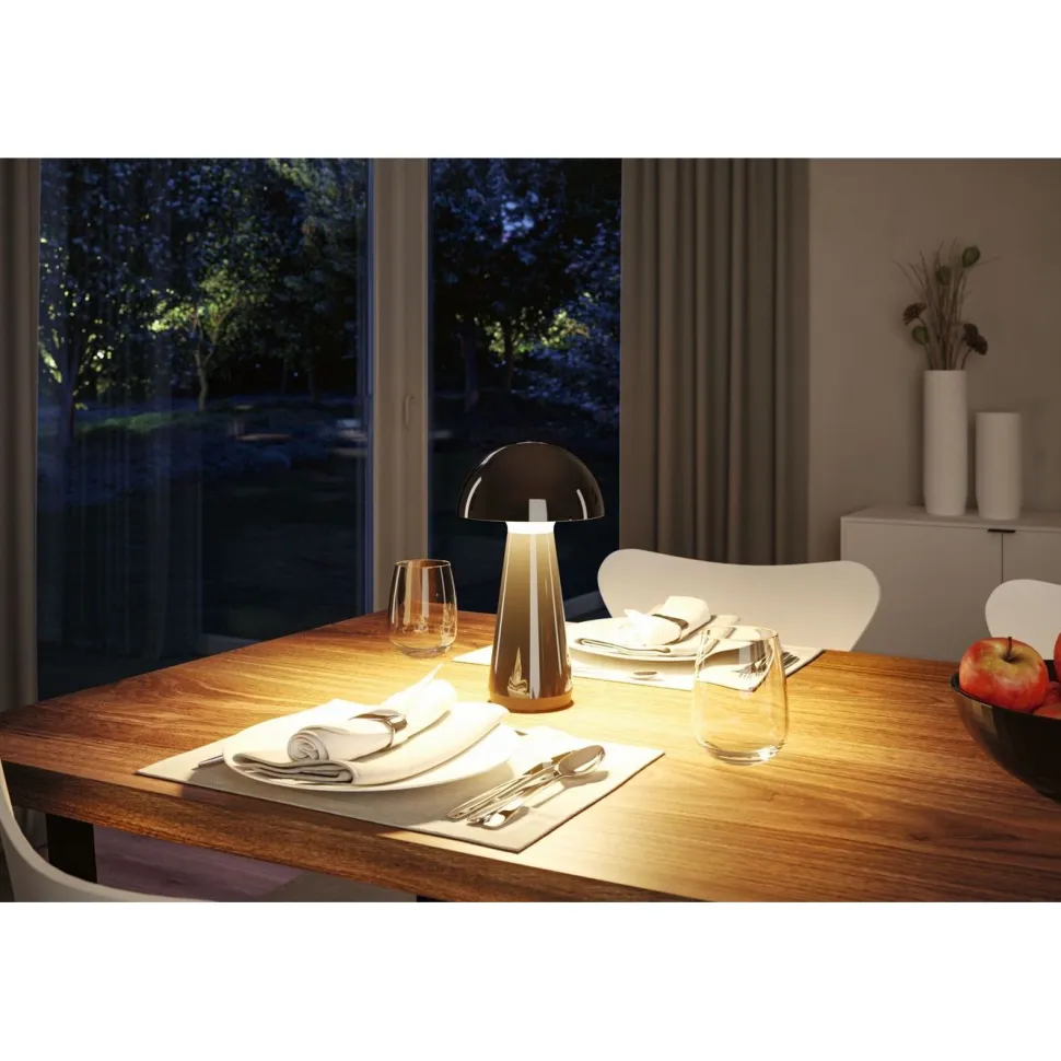 LED-pöytävalaisin Paulmann Onzo 28cm USB-ladattava 2700K IP44 3-Step-Dim himmennettävä valkoinen