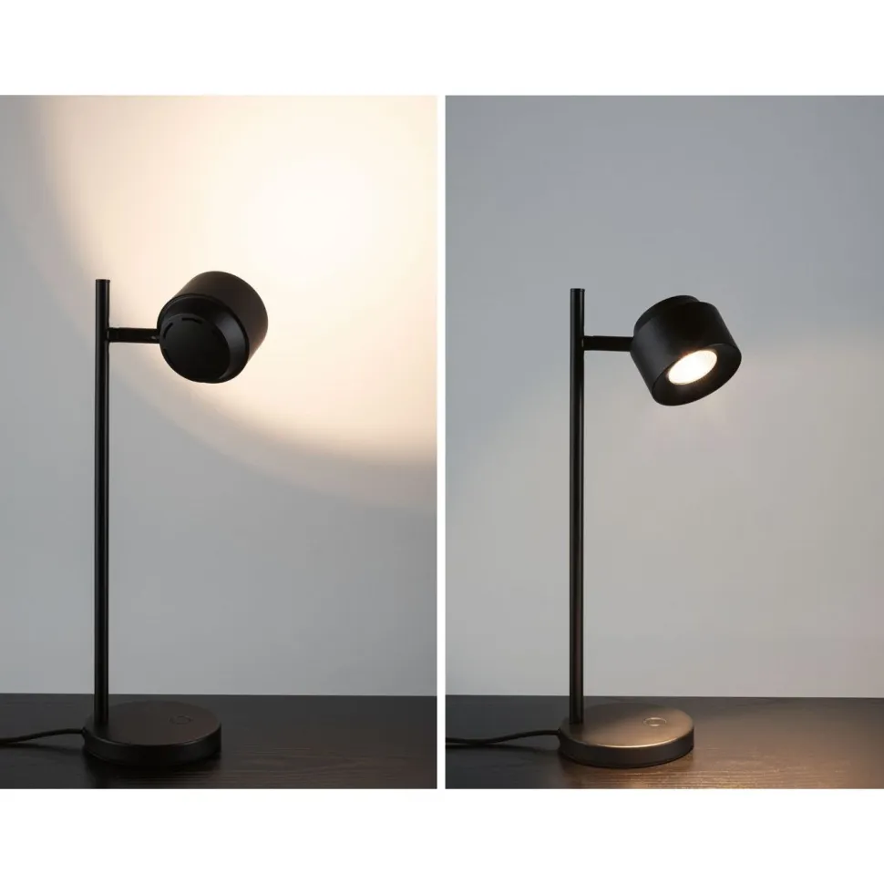 LED-pöytävalaisin Paulmann Puric Pane, 2700K, 400lm, 5,5W, himmennettävä, musta