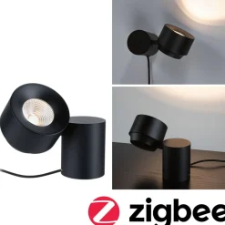 LED-pöytävalaisin Paulmann Puric Pane, Smart Home Zigbee 3.0, 2700K, 300lm, 3W, musta