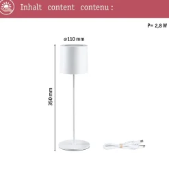 LED-pöytävalaisin Paulmann Tuni 35cm USB-ladattava 2700K IP44 himmennettävä mattamusta