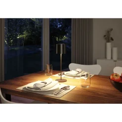 LED-pöytävalaisin Paulmann Tuni 35cm USB-ladattava 2700K IP44 himmennettävä mattamusta