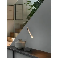 LED-pöytävalaisin Trio Fiato, mattamusta/kahvinruskea