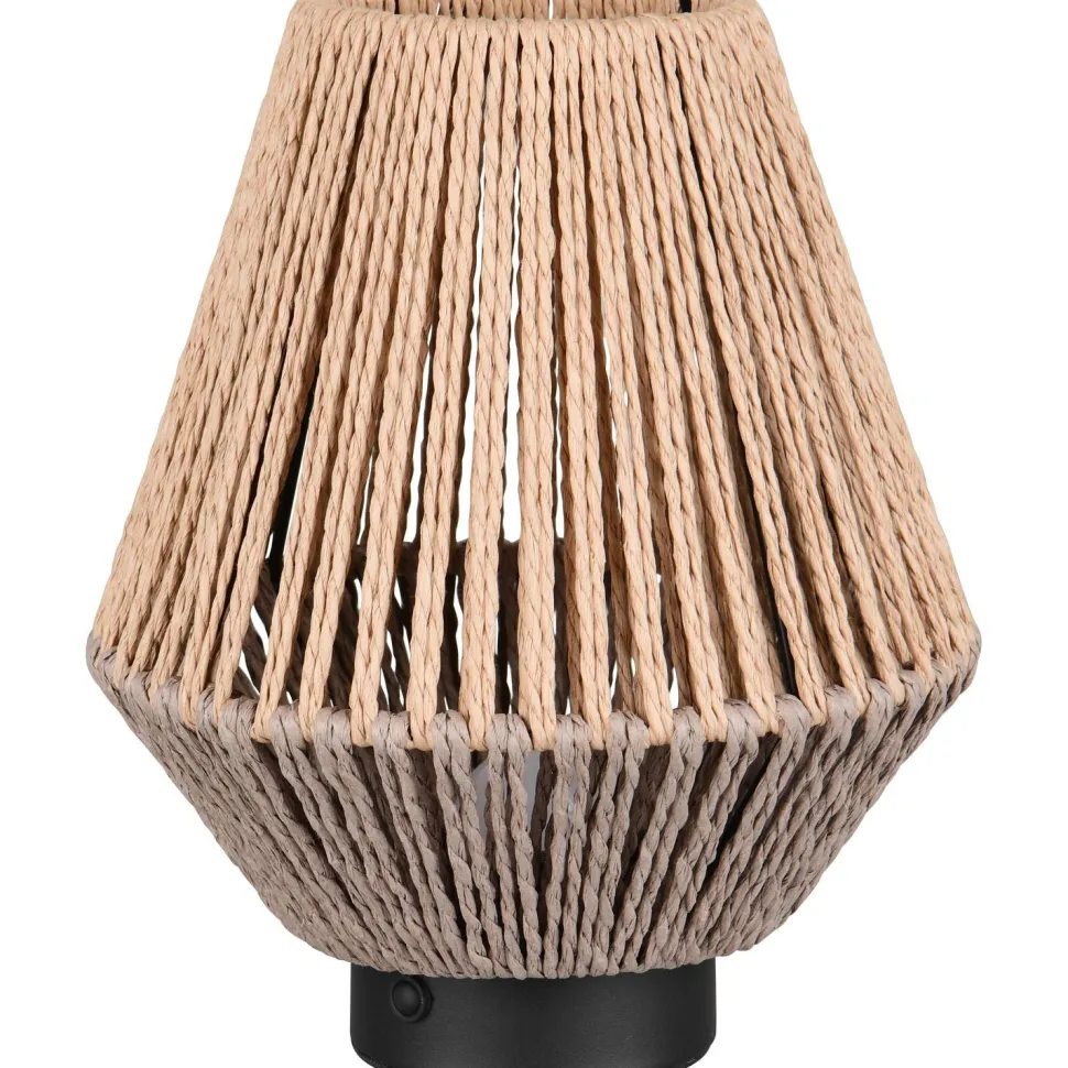 LED-pöytävalaisin Trio Lira, ruskea/paperinaru, ladattava