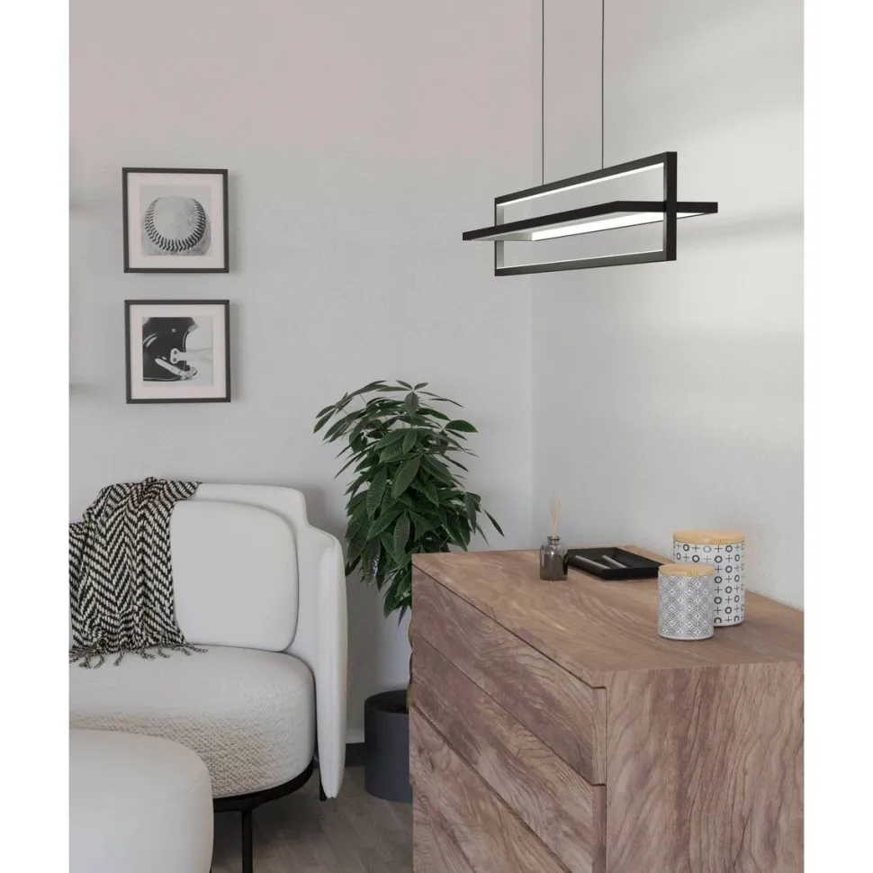 LED-Riippuvalaisin Eglo Siberia 34W 78x16cm kaukosäädin musta/valkoinen