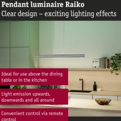 LED-riippuvalaisin Paulmann Raiko, RGBW+, himmennettävä, 2300lm/370lm, 19W/6W, musta