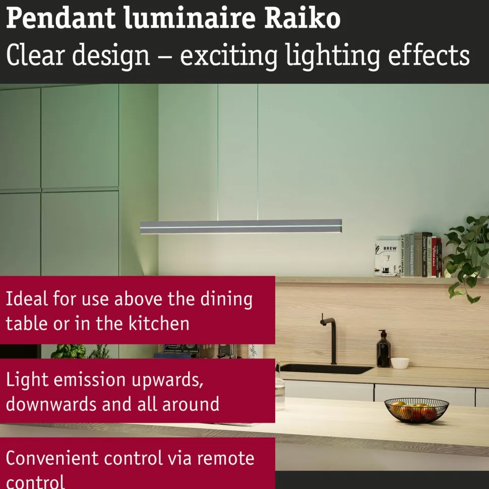 LED-riippuvalaisin Paulmann Raiko, RGBW+, himmennettävä, 2300lm/370lm, 19W/6W, musta