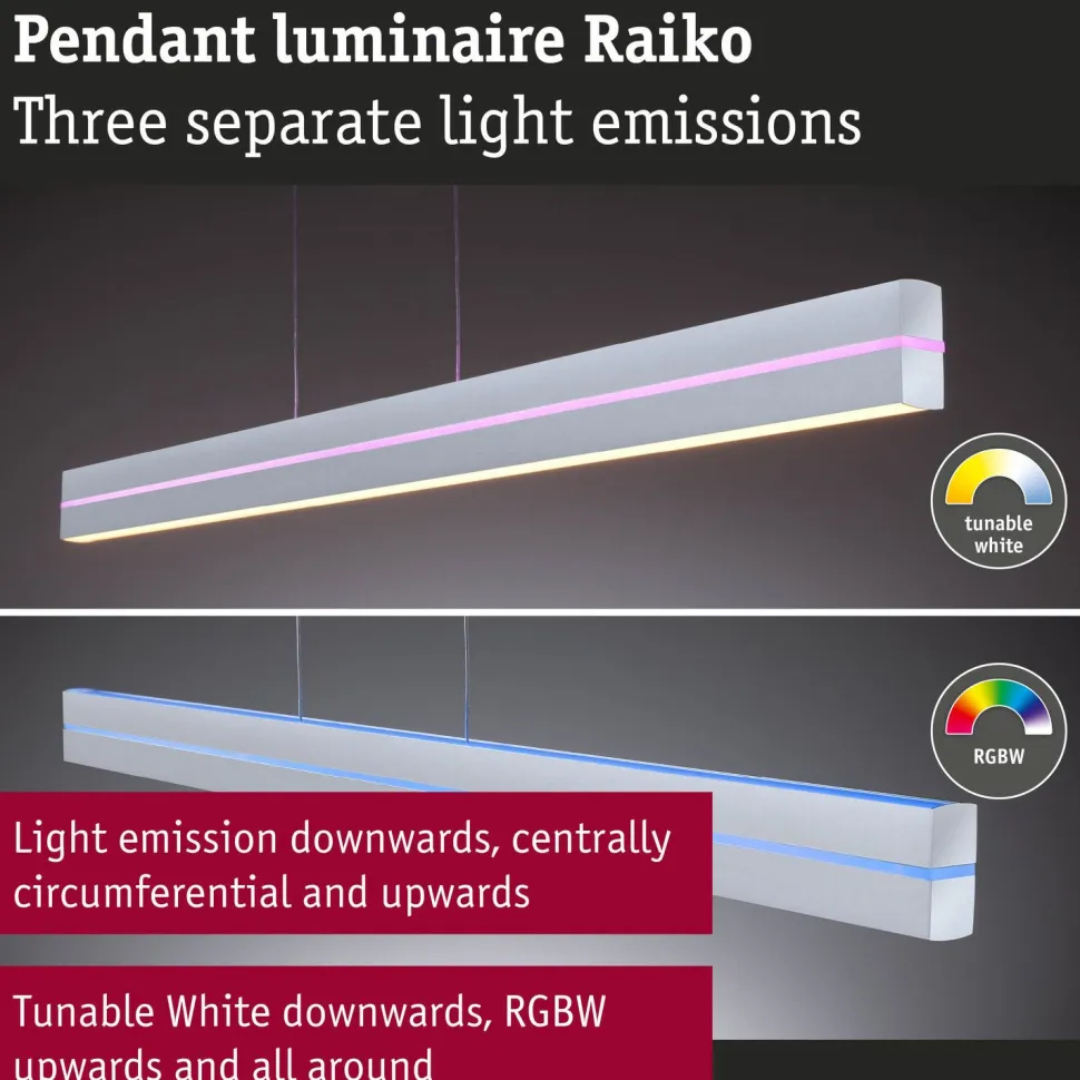 LED-riippuvalaisin Paulmann Raiko, RGBW+, himmennettävä, 2300lm/370lm, 19W/6W, musta