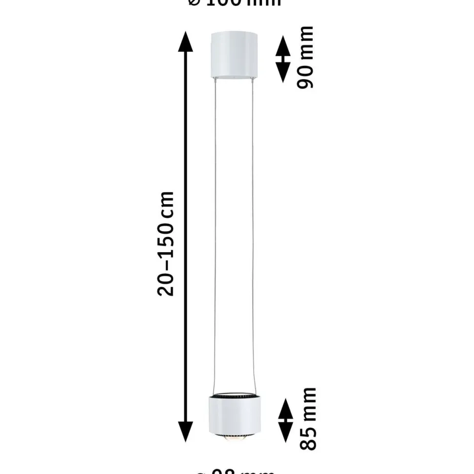 LED-riippuvalaisin kiskoon Paulmann URail Aldan, 2700K, himmennettävä, valkoinen