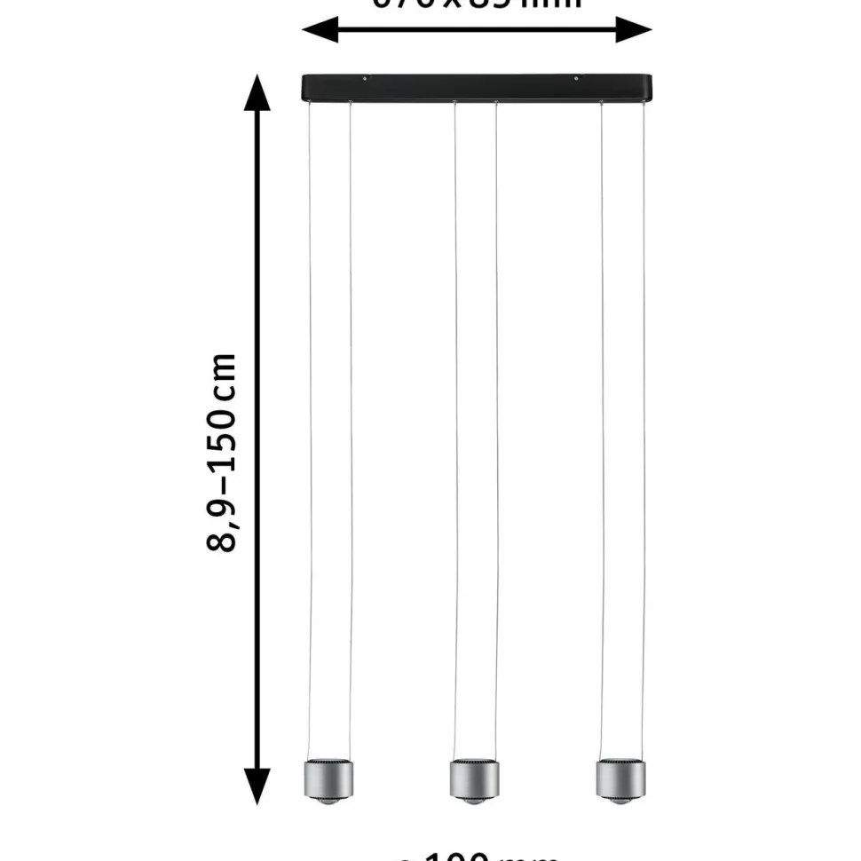 LED-riippuvalaisin Paulmann Aldan, 2700K, himmennettävä, musta/harjattu alumiini