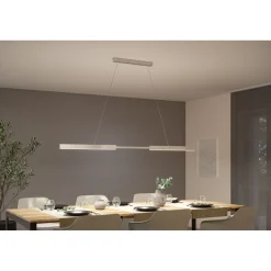 LED-riippuvalaisin Paulmann Aptare säädettävä leveys ja korkeus 2700K 2050lm/2050lm 2x16.5/16.5W liikeohjattava himmennettävä harjattu alumiini