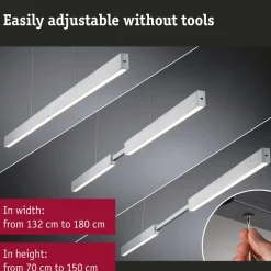 LED-riippuvalaisin Paulmann Aptare säädettävä leveys ja korkeus 2700K 2050lm/2050lm 2x16.5/16.5W liikeohjattava himmennettävä harjattu alumiini