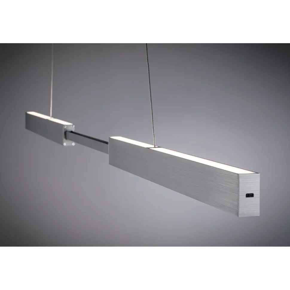 LED-riippuvalaisin Paulmann Aptare säädettävä leveys ja korkeus 2700K 2050lm/2050lm 2x16.5/16.5W liikeohjattava himmennettävä harjattu alumiini