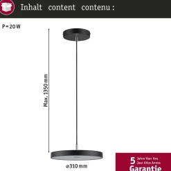 LED-riippuvalaisin Paulmann Hildor, 17W, himmennettävä, mattamusta