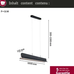 LED-riippuvalaisin Paulmann Noyan 100cm 2x24W 3-Step-Dim himmennettävä antrasiitti