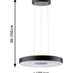 LED-riippuvalaisin Paulmann Puric Pane, 2700K, himmennettävä, musta/harmaa