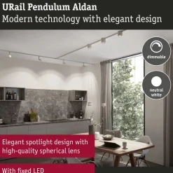 LED-riippuvalaisin Paulmann URail Aldan 930lm/530lm 8.5W 4000K himmennettävä valkoinen