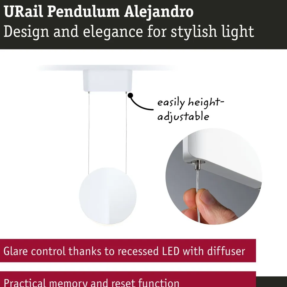 LED-riippuvalaisin Paulmann URail Alejandro 800lm 10W 4000K 3-Step-Dim himmennettävä valkoinen