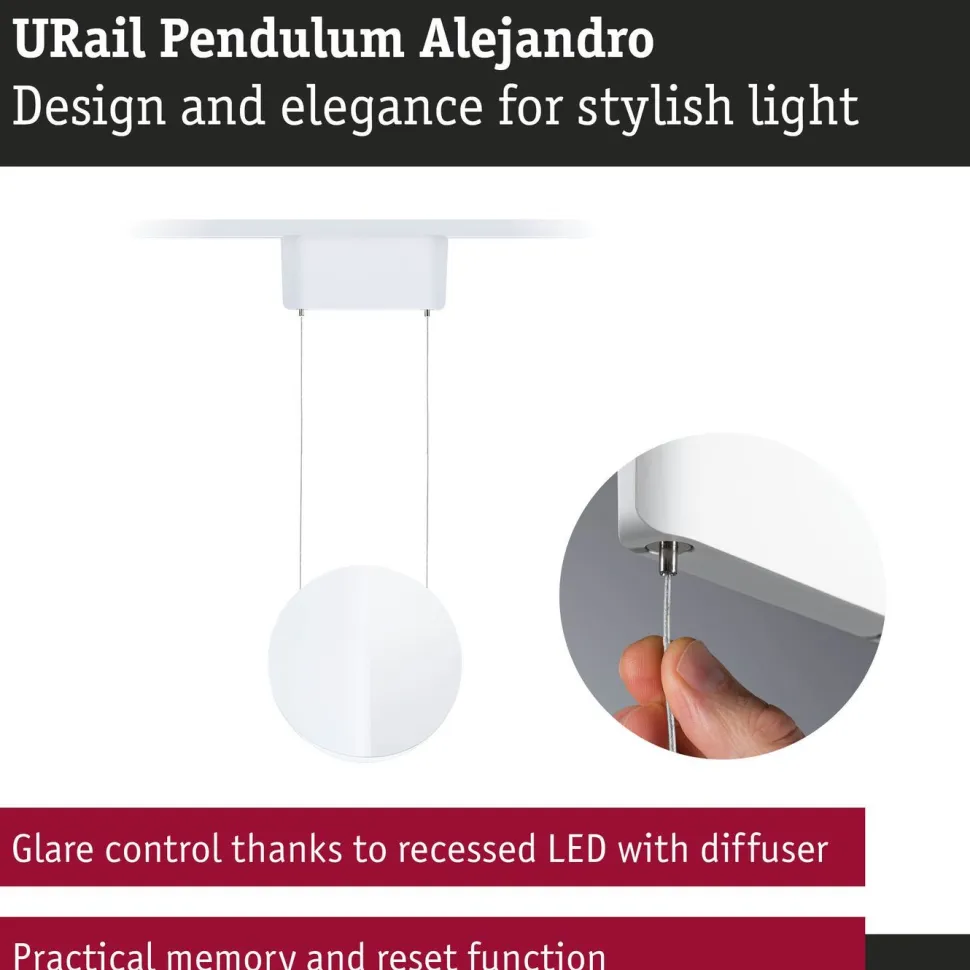 LED-riippuvalaisin Paulmann URail Alejandro 800lm 10W 4000K 3-Step-Dim himmennettävä valkoinen