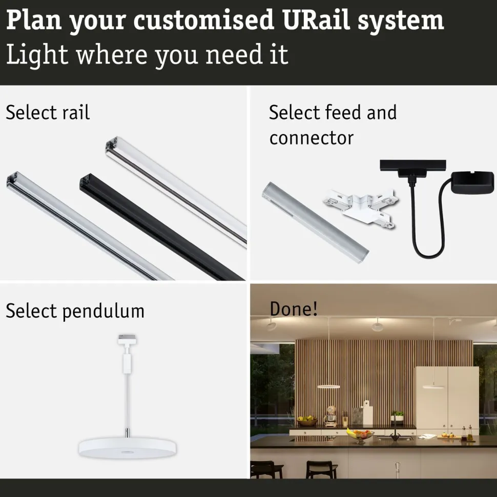 LED-riippuvalaisin Paulmann URail Hildor 850lm 15W 4000K 3-Step-Dim himmennettävä valkoinen