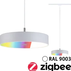 LED-riippuvalaisin Paulmann URail Smart Home Zigbee 3.0 Hildor, Ø31cm, 510lm, 10W, RGBW+, himmennettävä, 230V, mattamusta