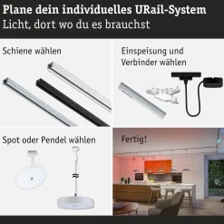 LED-riippuvalaisin Paulmann URail Smart Home Zigbee 3.0 Hildor, Ø31cm, 510lm, 10W, RGBW+, himmennettävä, 230V, mattamusta