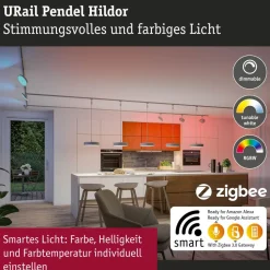 LED-riippuvalaisin Paulmann URail Smart Home Zigbee 3.0 Hildor, Ø31cm, 510lm, 10W, RGBW+, himmennettävä, 230V, mattamusta