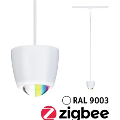 LED-riippuvalaisin Paulmann URail Smart Home Zigbee 3.0 Tyros, Ø10cm, 200lm, 4.5W, RGBW+, himmennettävä, 230V, signaalivalkoinen