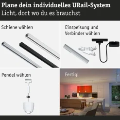 LED-riippuvalaisin Paulmann URail Smart Home Zigbee 3.0 Tyros, Ø10cm, 200lm, 4.5W, RGBW+, himmennettävä, 230V, signaalivalkoinen
