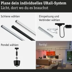 LED-riippuvalaisin Paulmann URail Smart Home Zigbee 3.0 Tyros, Ø10cm, 200lm, 4.5W, RGBW+, himmennettävä, 230V, signaalivalkoinen