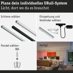 LED-riippuvalaisin Paulmann URail Smart Home Zigbee 3.0 Tyros, Ø10cm, 200lm, 4.5W, RGBW+, himmennettävä, 230V, signaalivalkoinen