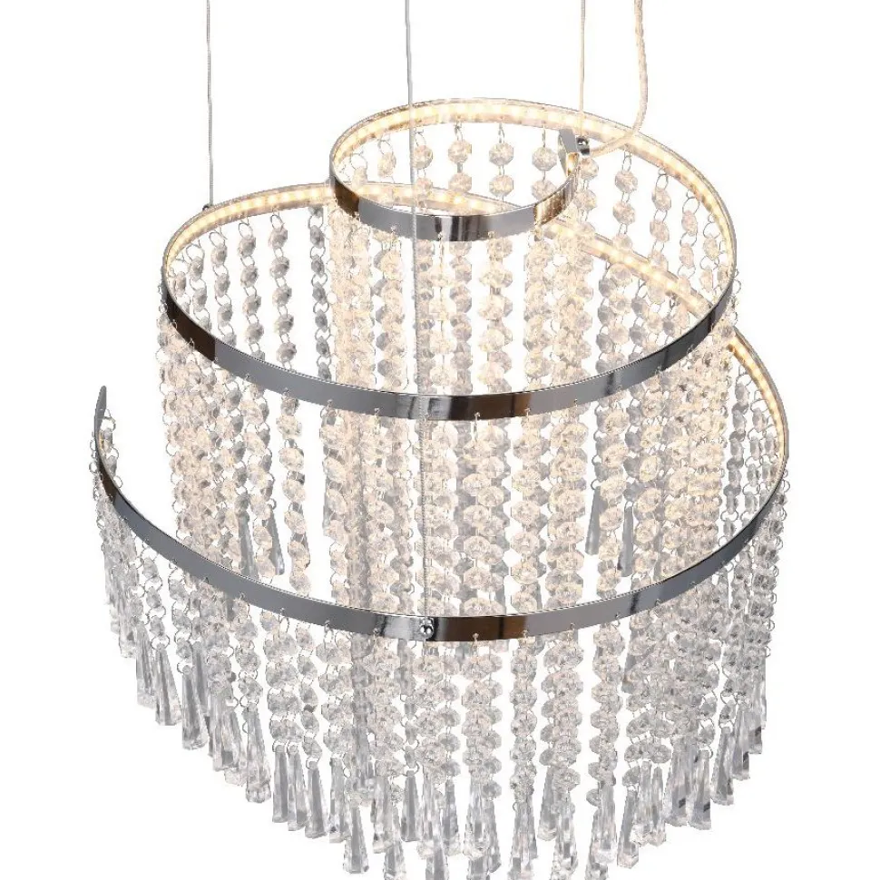 LED-riippuvalaisin Trio Pomp, 38cm, kromi/kirkas