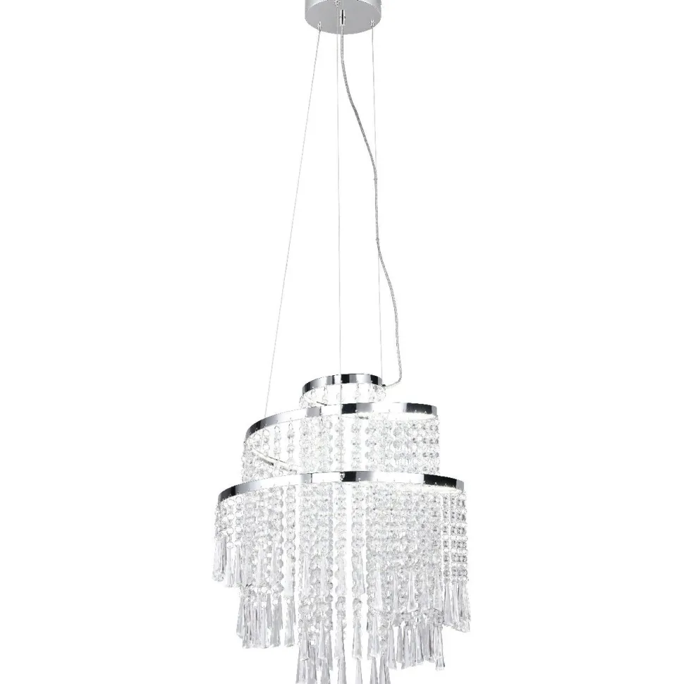 LED-riippuvalaisin Trio Pomp, 38cm, kromi/kirkas