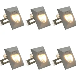 LED-seinävalaisimet ulkokäyttöön, 6 kpl, 5 W, hopea, neliö