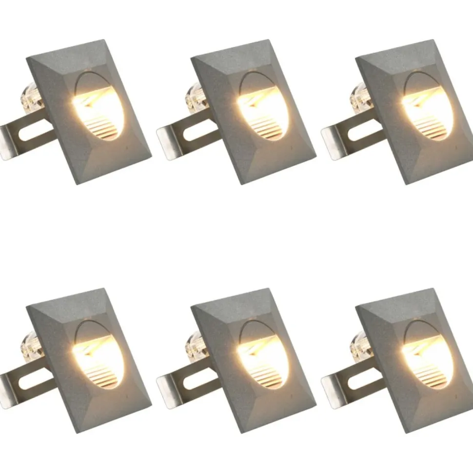 LED-seinävalaisimet ulkokäyttöön, 6 kpl, 5 W, hopea, neliö