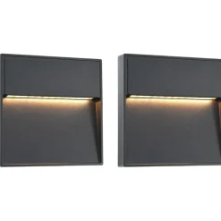 Led-seinävalaisimet ulkotiloihin 2 kpl 3 w musta neliö